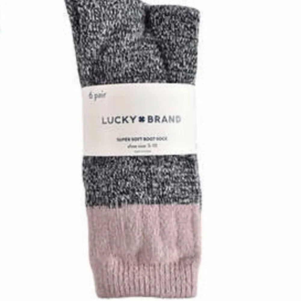 Lucky Brand Ladies Boot Socks Soft  6-pairs Sz 5-10
